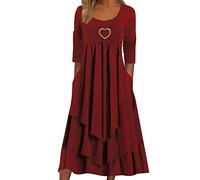 Robe D'été Femme Grande Taille Midi Floral Imprimé Décontracté à Manches Courtes Col en V - Mini Robe Courte Fleurie à Volants Bohème Elégante Bleu Ciel