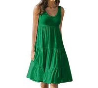 Robe d'été Femme Grande Taille- Robe de Plage Larges Bretelles,Robe Mi Longue Femme Sexy Couleur Pure Lâche Robes sans Manches Simple Classique de Basic Casual Dress pour pour Vacances Voyage