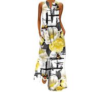 Robe D'été Femme Plage Été Bohème Chic Manches 3/4 Impression Maxi Robe Décontractée Robe Longue Elegante Robe De Plage Swing Robe Vacances Robe de Soiree Femme Courte