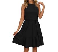 Robe d'été Femme Robe décontractée sans Manches à Bretelles- Style Tendance et pour Femme Creation saisonnière Coupe et Adaptable (Black, XL)