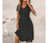 Robe d'été imprimée cœur avec boutonnage casual pour grande taille, tenues de vacances à l'île, tenues de lune de miel pour femme, robes d'été pour femmes, robe de remise des diplômes, robe d'été, rob