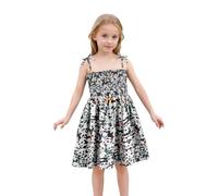 Robe d'été légère à bretelles avec imprimé floral pour bébé fille avec bandes réglables pour la plage et les tenues décontractées, gris foncé, 2-3 ans