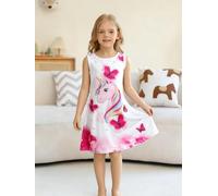 Robe d'été licorne papillon sans manches pour filles - Tenue décontractée pour enfants
