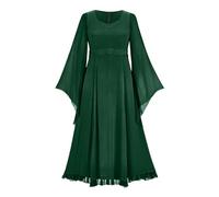 Robe d'été médiévale pour femme - Robe chemise irlandaise à manches trompette avec corset - Robe traditionnelle gothique rétro à manches longues pour femme, Vert, XL