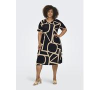Robe d'été midi à manches courtes et grand col en V pour femmes grande taille ON