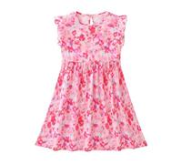 Robe d'été plissée sans manches avec imprimé floral mignon pour filles, robe trapèze pour l'été, la plage, les vacances, D, 13-14 ans