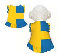 Robe d'été pour chien avec drapeau suédois pour petits chiens et chats