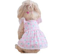 Robe d'été pour chien - Joli imprimé vichy avec cœur en dentelle - Pour chiens de petite à moyenne taille