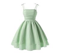Robe D'été pour Enfant Fille D'Été Mi Longue sans Manches avec Nœud Robes Grande Taille A-Line De Sangle Spaghetti Chic Et Elegant Plissée Couleur Unie Décontracté Tenue Anniversaire FêTe Soiree