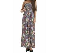 Robe d'été pour femme avec col bandeau imprimé maxi sans manches longue décontractée pour femme mode urbaine grande taille imprimé floral robe bustier transparente, Motif floral violet., 44-46