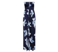 Robe d'été pour femme avec col bandeau imprimé maxi sans manches longue décontractée pour femme mode urbaine grande taille imprimé floral robe bustier transparente, Bleu marine Floral, 40-42