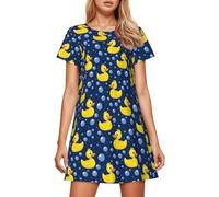 Robe d'été pour femme avec motif tortue - Robe t-shirt à manches courtes avec imprimé intégral - Robe décontractée pour les vacances et la plage, Style_n07 bleu marine, XL