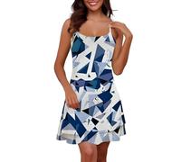 Robe D'Ete pour Femme Decontractee Robe décontractée pour Femme élégante à Carreaux vêtement d'été Polyvalent idéal Les fêtes légère et Confortable Une Utilisation Toute la journée (Blue, M)