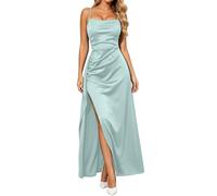 Robe D'Ete pour Femme Decontractee Robe d'été élégante et décontractée à Bretelles avec Fente latérale et épaules dénudées Longueur Fluide idéale pour Un Rendez- Vous Galant Parfaite Un(BU2, XL)