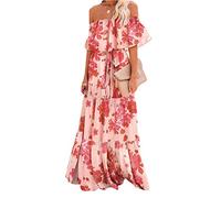 Robe d'été pour femme - Imprimé bleu - Robe longue sans manches - Style bohème - Motif floral - Pour plage, fête, A, XL