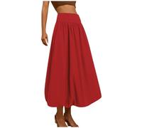 Robe d'été pour femme - Jupe maxi ballon avec taille élastique et ligne A - Jupe longue bouffante avec ourlet à volants - Jupe ballon, RD2, L