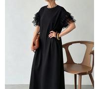 Robe d'été pour femmes d'âge moyen et âgées, en couleur unie avec patchwork en maille L,M,STissu tricoté