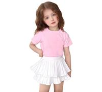 Robe d'été pour fille - Mini jupe plissée - Jupe plissée - Pour tout-petit et fille - Jupe tutu à volants - Avec short en dessous, Blanc., 5-6 ans