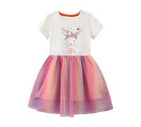 Robe d'été pour Fille Robe Enfant Fille Élégant Imprimé Papillon Mi Longue à Volants Robe Été Robe T-Shirt Chic Robe Casual 2-7 Ans Printemps Automne 3-7 Ans