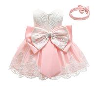 Robe d'été pour fille Robe Formelle Tutu Noeud Princesse Mariage Bébé Vêtements Dentelle Vêtements + Serre-tête Fille Ensemble Filles Vêtements & Jupe, beige, 0-3 mois