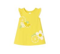 Robe d'Été pour Fille - Robe Jaune Sans Manches avec Imprimé Citrons et Détails Floraux en Relief, Robe de Bébé pour L'Été 1974, jaune, 9 mois