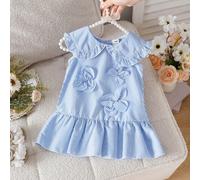 Robe d'été pour filles, robe mignonne pour bébés filles, col Peter Pan, robe de princesse sans manches 6-9M,9-12M,12-18M,18-24M,2-3Y,3-6MPlantesÉtoffe