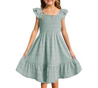 Robe d'Été Princesse pour Filles sans Manches, Robes d'été pour filles, robes sans manches à smocks avec poches pratiques, mode estivale pour enfants, tenue élégante pour toutes les occasions