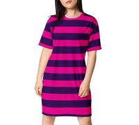 Robe d'été rayée pour femme - Col rond - Manches courtes - Coupe ajustée - Robe midi polyvalente - Robe de sortie courte - Streetwear, a-violet, S