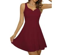 Robe d'été Rockabilly, Swing, élégante, Mini Robe de Cocktail, de fête, de soirée (Bordeaux, Taille XS)
