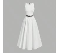 Robe d'été sans manches de couleur unie style A avec ceinture, robes de retour au foyer, tenue de concert pour femmes, style sombre académique, robe de renaissance L,M,S,XL,XS,XXL,XXS,XXXL,XXXXLUnicol