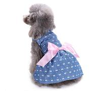 Robe d'été sans manches en jean pour chien avec nœud mignon Imprimé nœud Taille M Pratique et attrayant