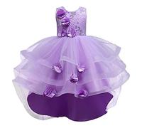 Robe d'été sans manches en tulle à paillettes pour fille - Robe de princesse à fleurs - Robe de performance pour bébé, violet, 6-7 ans