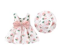 Robe d'été sans manches pour bébé fille avec nœud papillon et fleurs - Robe d'été Pageant - Robe de mariage - Tutu - Robe de baptême - Robe festive - Robe de demoiselle d'honneur - Robe trapèze +