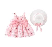 Robe d'été sans manches pour bébé fille avec nœud papillon et fleurs - Robe d'été Pageant - Robe de mariage - Tutu - Robe de baptême - Robe festive - Robe de demoiselle d'honneur - Robe trapèze +