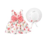 Robe d'été sans manches pour bébé fille avec nœud papillon et fleurs - Robe d'été Pageant - Robe de mariage - Tutu - Robe de baptême - Robe festive - Robe de demoiselle d'honneur - Robe trapèze +
