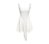 Robe d'été taille empire pour femme, dos nu, plissée, parfaite pour les personnes à la mode, blanc, M