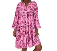 Robe Déténte Femme été Longue Grande Taille Chic Et Elegant Pas Cher Midi Mode Mi Longue Robe Ete Décontracté Midi Robes San Manche Lâche Impression de Soirée Dress Rétro Genou Jupe Robe de Priere