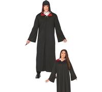 Robe d'étudiant magique Halloween Ecole Mystique Cape Noire Avec Capuche, Taille : 42 - 44 (L) Couleur : Noir
