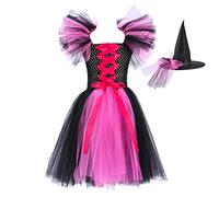 Robe d'halloween Costume Déguisement Princesse Fille Noire Halloween pour Court Manche Lacets Long Maxi Balle Tutu Enfant Fête des Morts