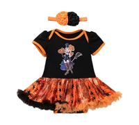 Robe d'halloween pour bébé Fille, Tenue Tutu Citrouille de Dessin animé, Costume de fête pour bébé Fille de 0 à 12 Mois, vêtements de Jeu décontractés Printemps été (Yellow2, 3-6 Months)
