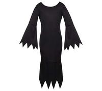 Robe d'Halloween pour fille - Taille XL - Robe noire avec bords dentelés - Costume de sorcière vampire pour Halloween