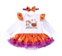 Robe d'halloween pour Fille Tutu bébé Deguisement Médiévale Renaissance Déguisement Vampire Enfant Tulle Imprimé Citrouille Sorcière Batte Halloween Carnaval Vêtements Mascarade