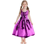 Robe d'Halloween sans manches avec nœud imprimé graphique pour filles, citrouille, chauve-souris, robe trapèze, G-rose vif., 11-12 ans