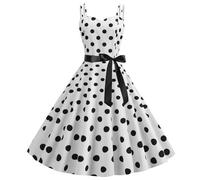 Robe d'hiver pour femme à pois années 1950, dos nu, robe de cocktail swing, robe à pois, Blanc., M