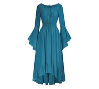 Robe Diablesse Femme Costume Halloween Costume Medieval, Rétro Dress À Manches Trompettes Col Rond Style Palais Maxi Robe pour Soirées d'halloween Et Célébrations