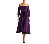 Robe d'invitée de mariage pour femme en velours avec nœud papillon à la | Élégante robe d'invité de mariage pour femme en velours avec épaules dénudées