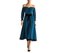 Robe d'invitée de mariage pour femme en velours avec nœud papillon à la | Élégante robe d'invité de mariage pour femme en velours avec épaules dénudées