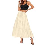 Robe d'invitée de mariage pour femme - Jupe longue évasée - Jupe longue d'été - Robe d'été pour femme, beige, M
