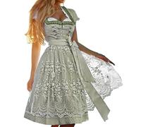 Robe Dirndl allemande Oktoberfest 2025 pour femme, robe de bière à manches courtes, robe de performance sur scène, vert militaire, XL