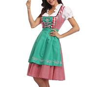 Robe Dirndl Femme De Bavière, Oktoberfest Set Dirndl Blouse Et Tablier Allemande Bavarois Midi Traditionelle Grande Taille Confortable Costume Festival Vêtements Party Déguisement